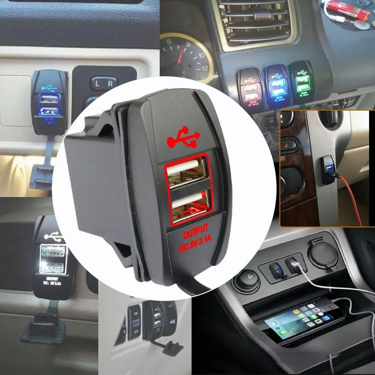 Foto 5 pulgar | Cargador Iluminado con Doble Puerto USB 3.1a 12v-24v para Auto Eo Safe Imports Esi-10770 Negro