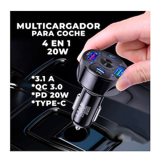Foto 5 | Cargador de Auto 4 en 1 para Celular 2xusb Tipo A 2x Usb Tipo C Elegate Blanco