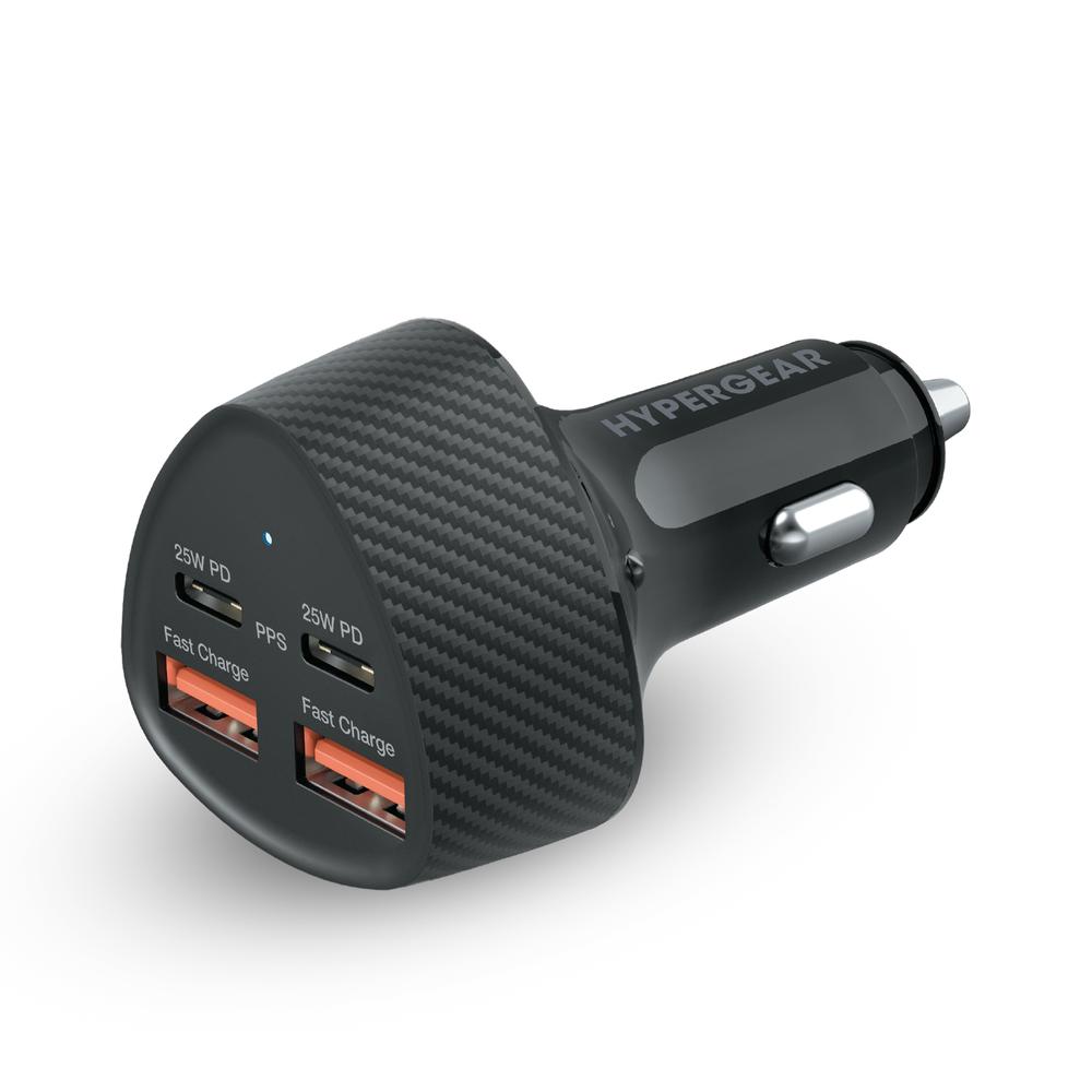 Cargador de Coche Cuádruple 50W Carga Súper Rápida  4 puertos USB