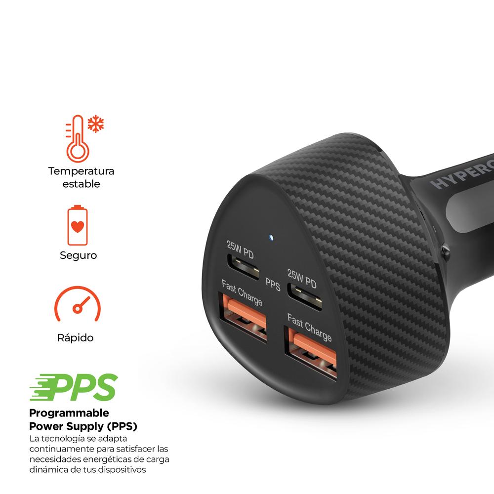 Foto 4 pulgar | Cargador de Coche Cuádruple 50W Carga Súper Rápida  4 puertos USB