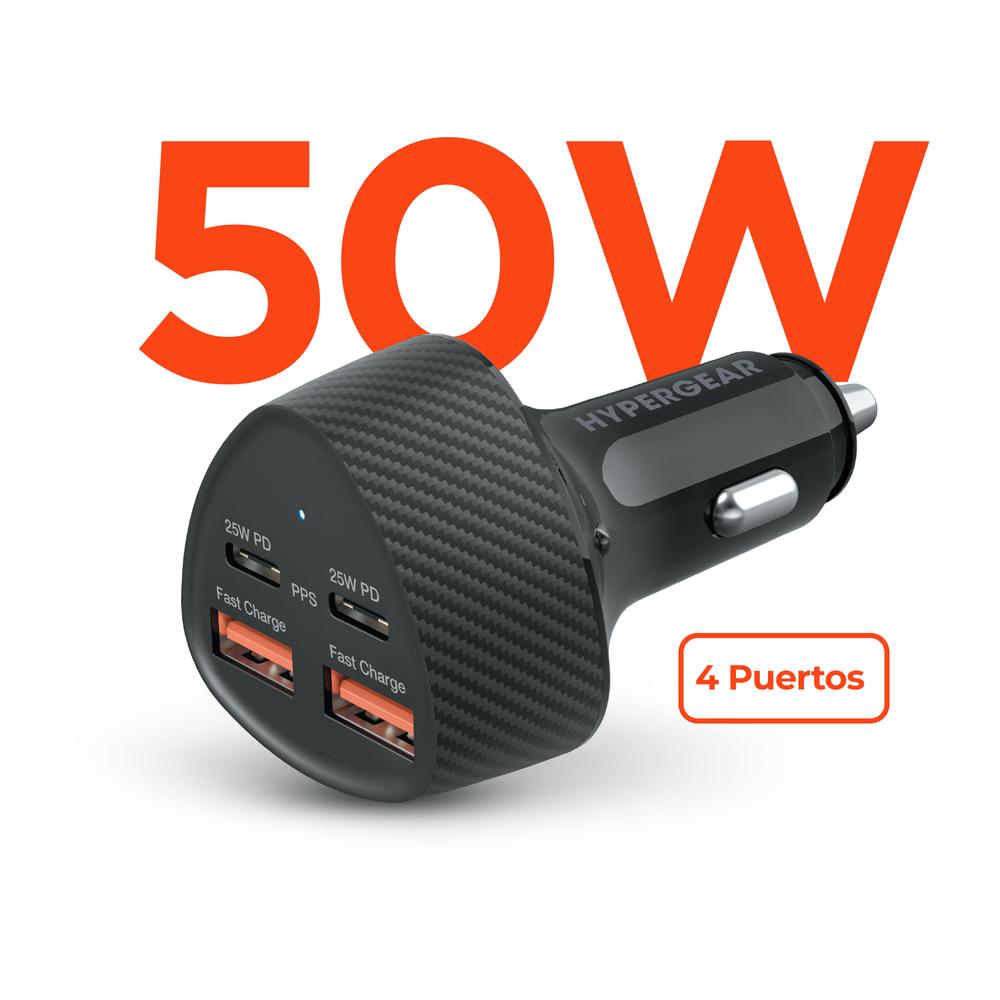 Foto 6 pulgar | Cargador de Coche Cuádruple 50W Carga Súper Rápida  4 puertos USB