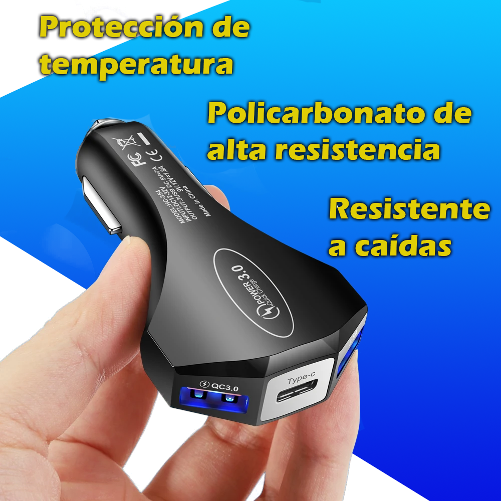 Foto 9 pulgar | Cargador De Auto Carga Rapida Para Iphone Samsung Usb Tipo C