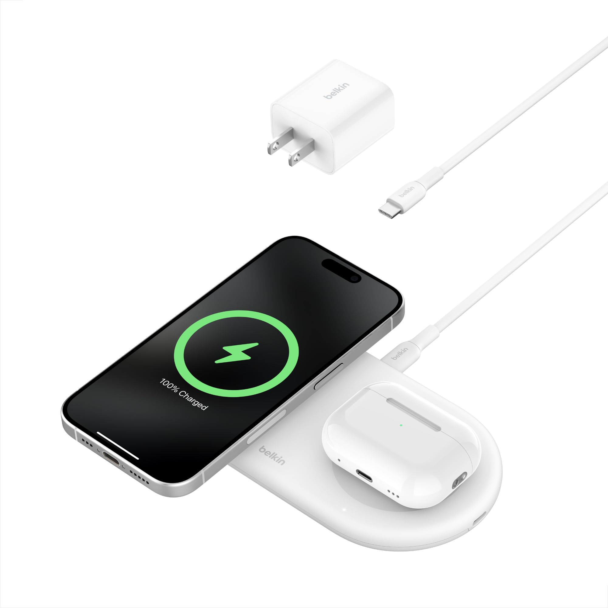 Foto 2 pulgar | Base De Carga Inalámbrica Belkin Boostcharge Pro 2 En 1 Blanca - Venta Internacional.