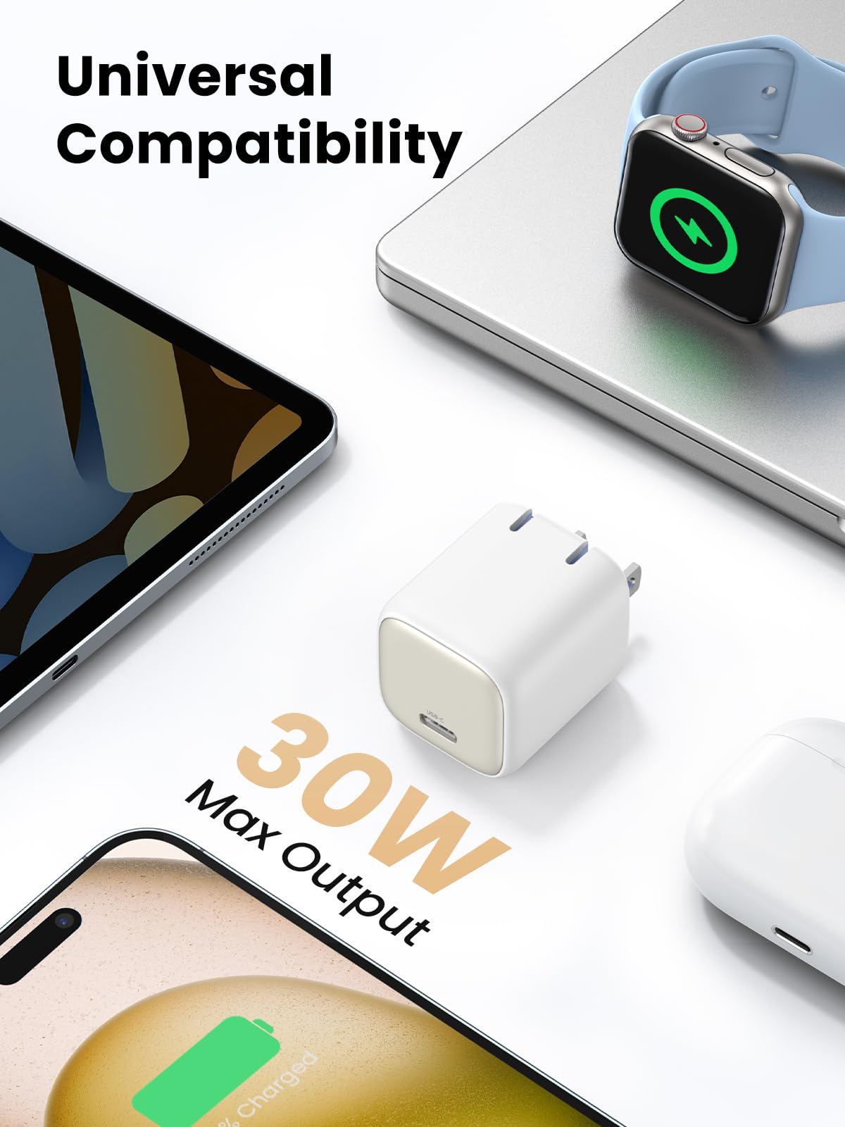 Foto 7 pulgar | Cargador Ugreen 30w Usb C Nexode Plegable Gan Pps Blanco - Venta Internacional.