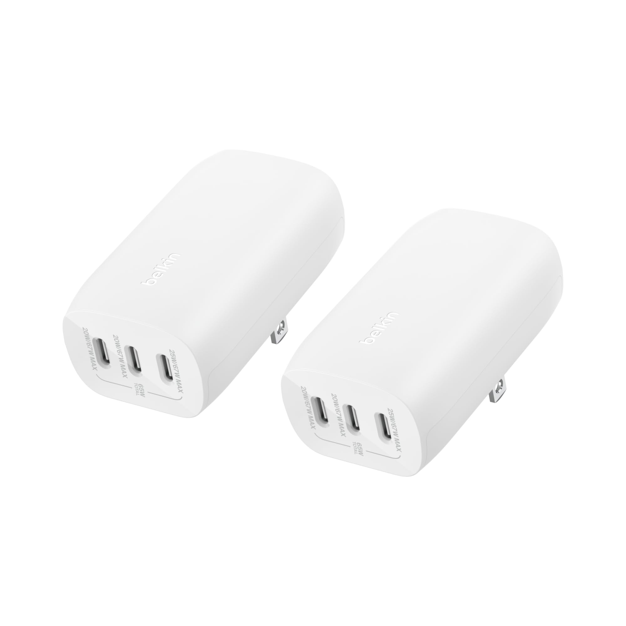 Foto 2 pulgar | Cargador de Pared Belkin BoostCharge de 3 Puertos USB-C 67W Blanco Paquete de 2 - Venta Internacional