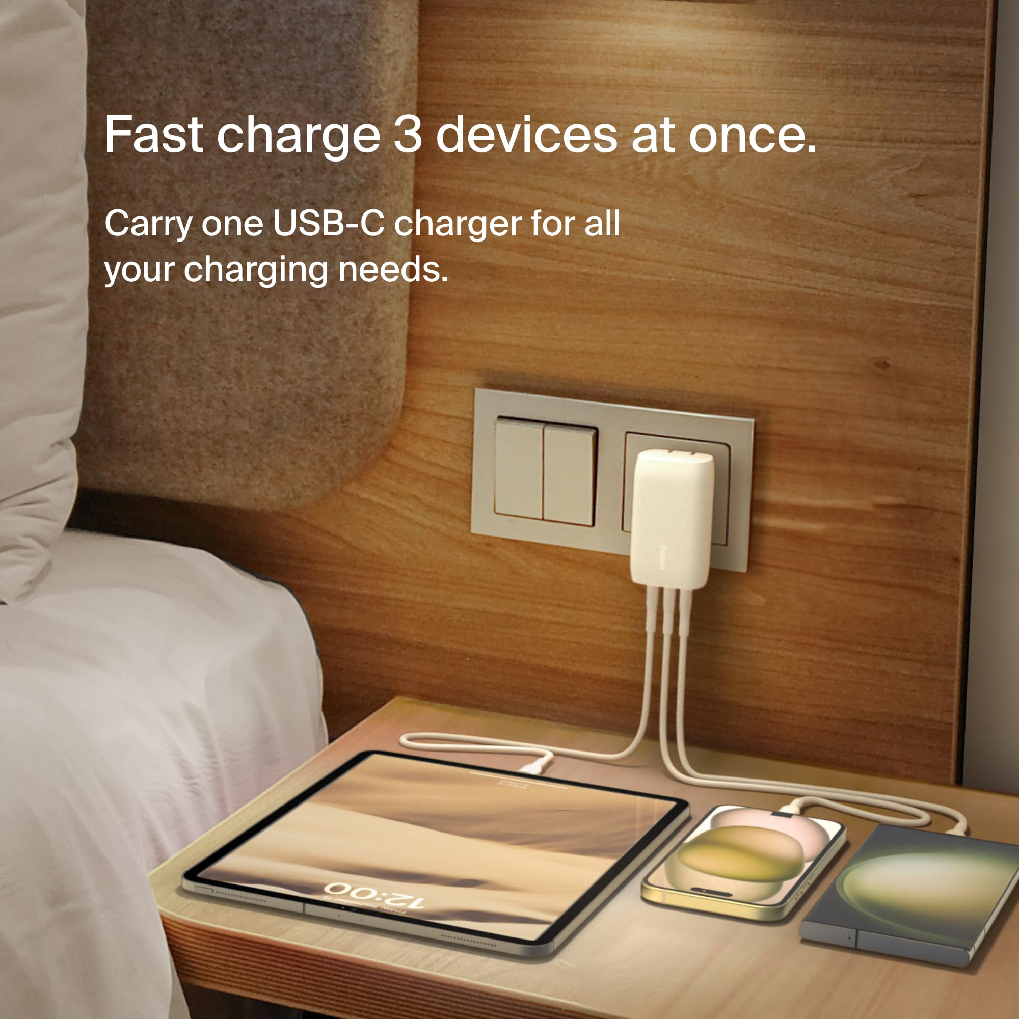 Foto 3 pulgar | Cargador de Pared Belkin BoostCharge de 3 Puertos USB-C 67W Blanco Paquete de 2 - Venta Internacional