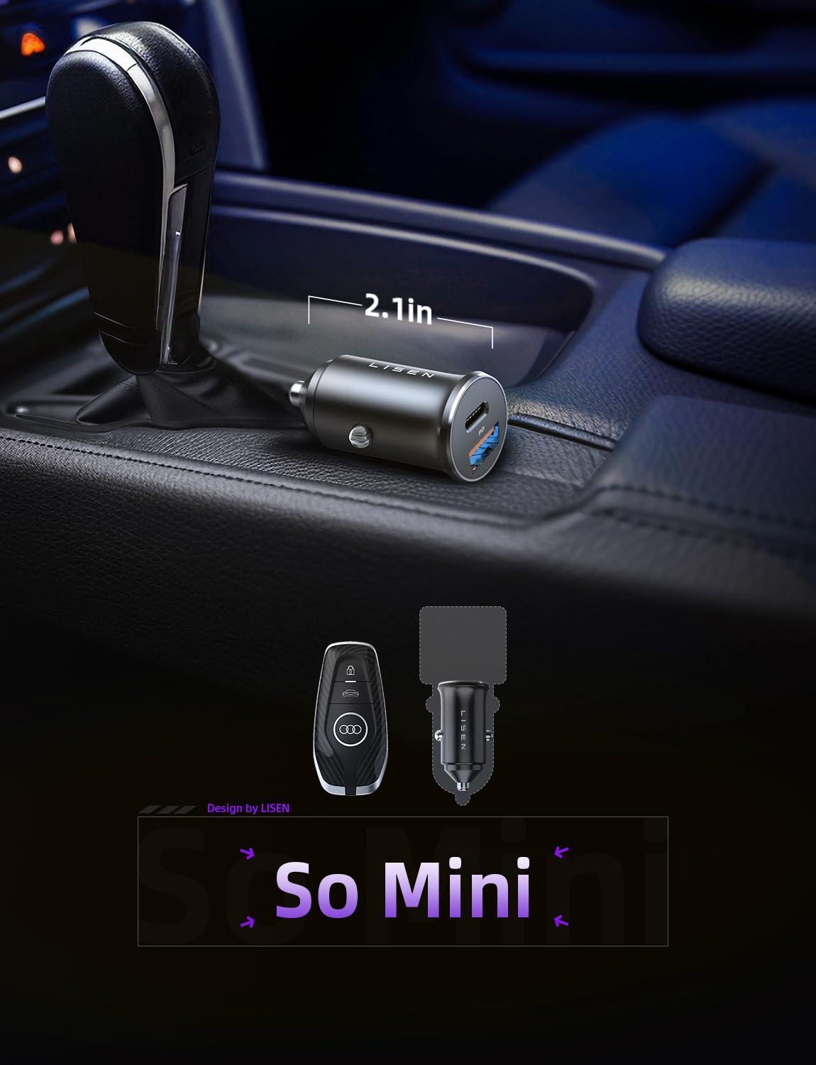 Foto 7 | Cargador De Coche Lisen 95 W Usb C De Carga Rápida Para Iphone Ipad - Venta Internacional.