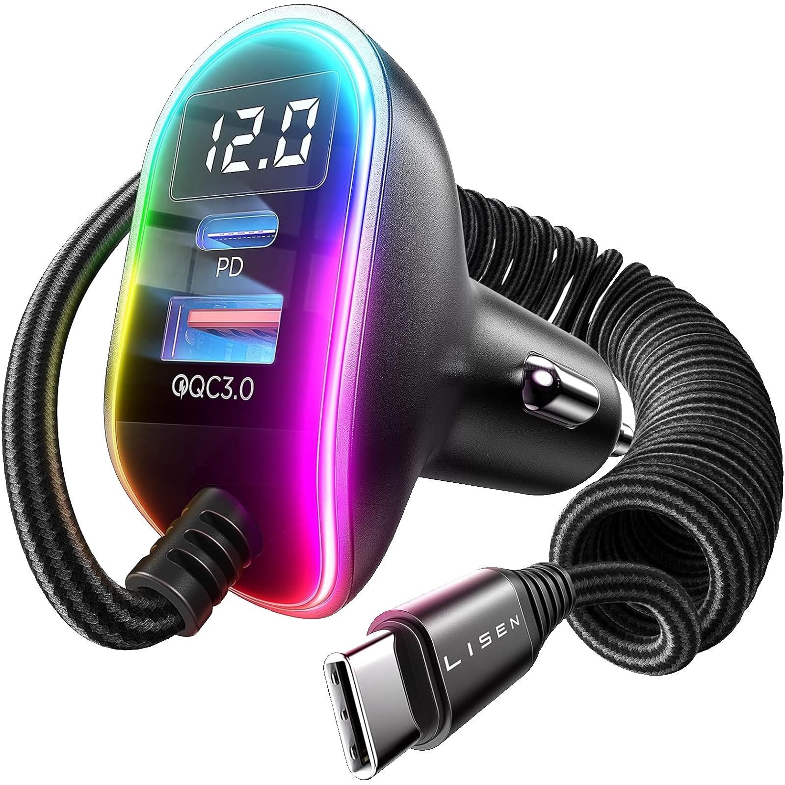 Foto 2 pulgar | Cargador De Coche Lisen Usb C 96 W Super Fast Pd & Qc3.0 Con Cable - Venta Internacional.