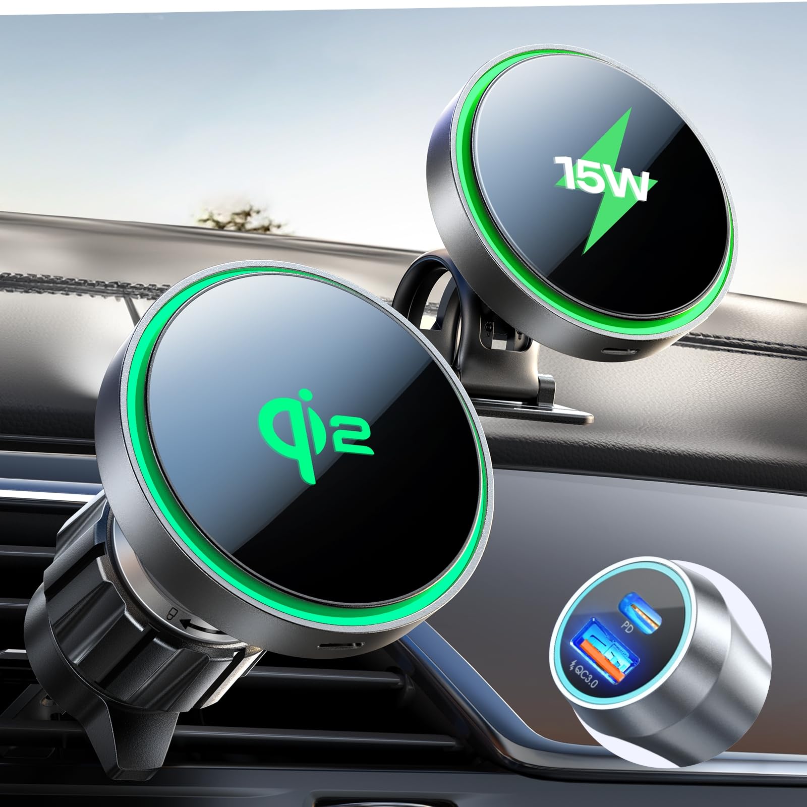 Cargador De Coche Magsafe Lisen Para Qi2 15 W Para Iphone - Venta Internacional. $777