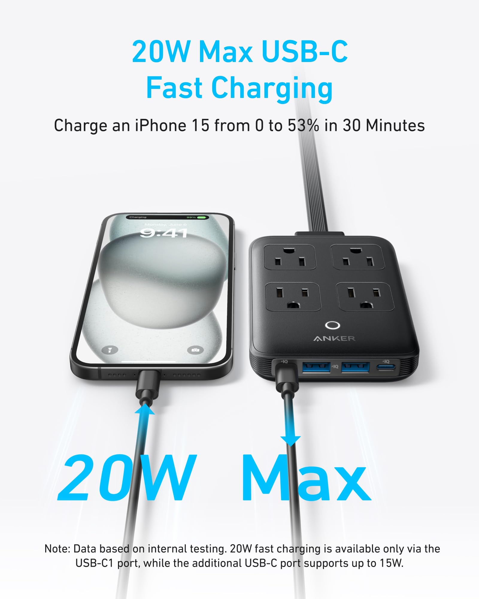 Foto 5 pulgar | Estación De Carga Anker Power Strip Usb-c 8 En 1 De 20 W, Cable De 5 Pies - Venta Internacional.