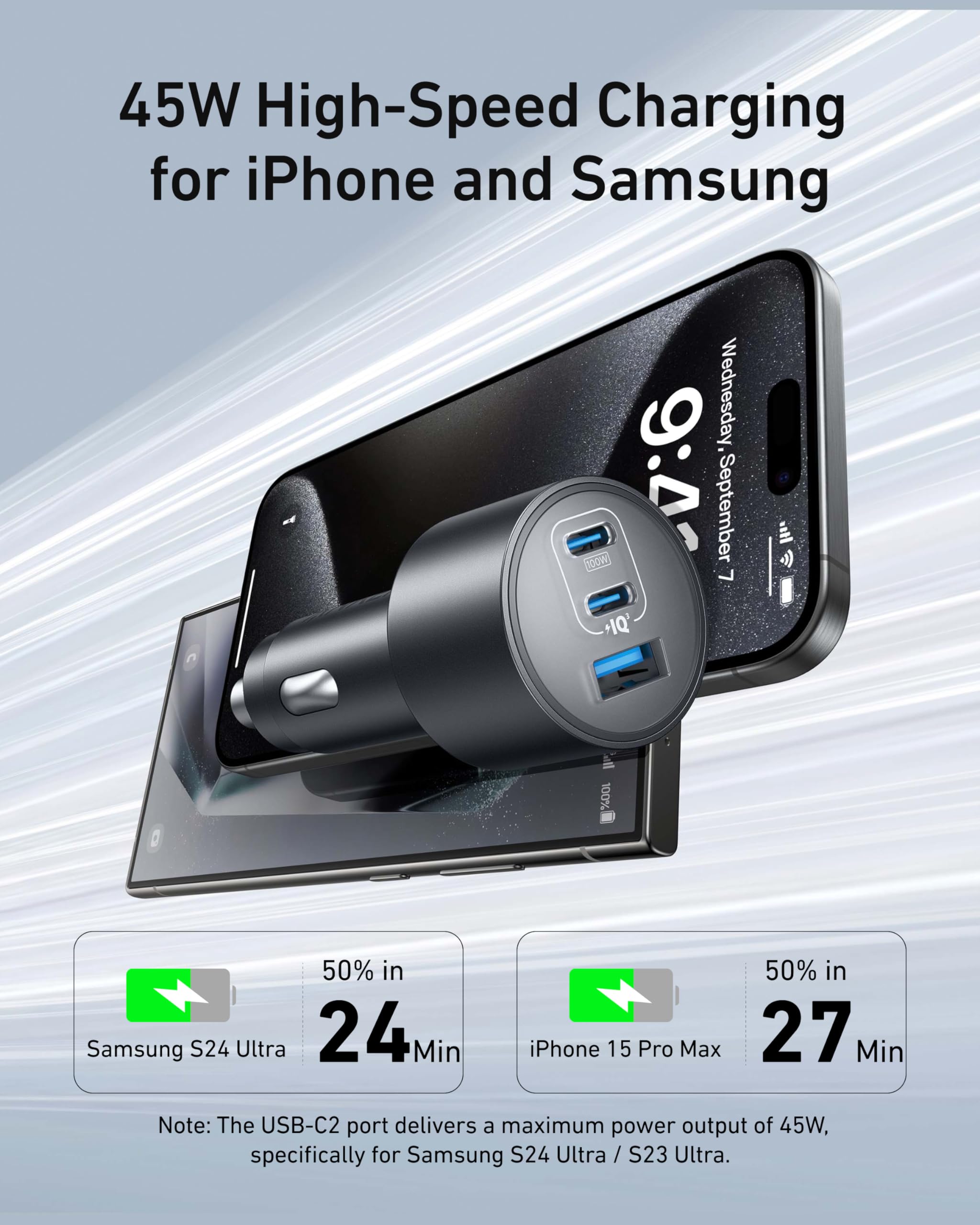 Foto 4 | Cargador De Coche Anker Iphone 16 Usb-c 167,5 W De 3 Puertos Para Iphone - Venta Internacional.