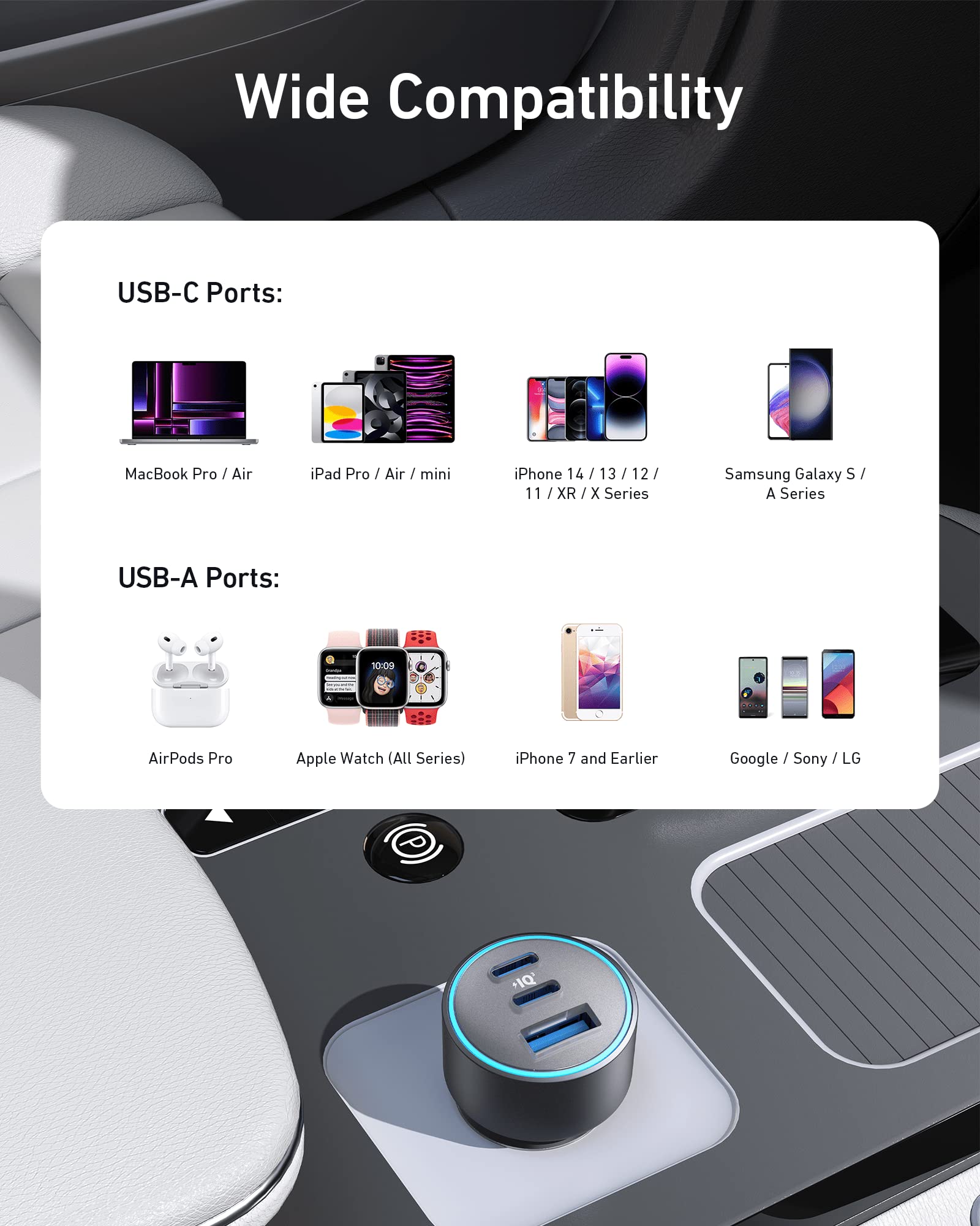 Foto 7 | Cargador De Coche Anker 535, 67 W, 3 Puertos, Usb-c Pd, Cargador Rápido Para Iphone 16 - Venta Internacional.