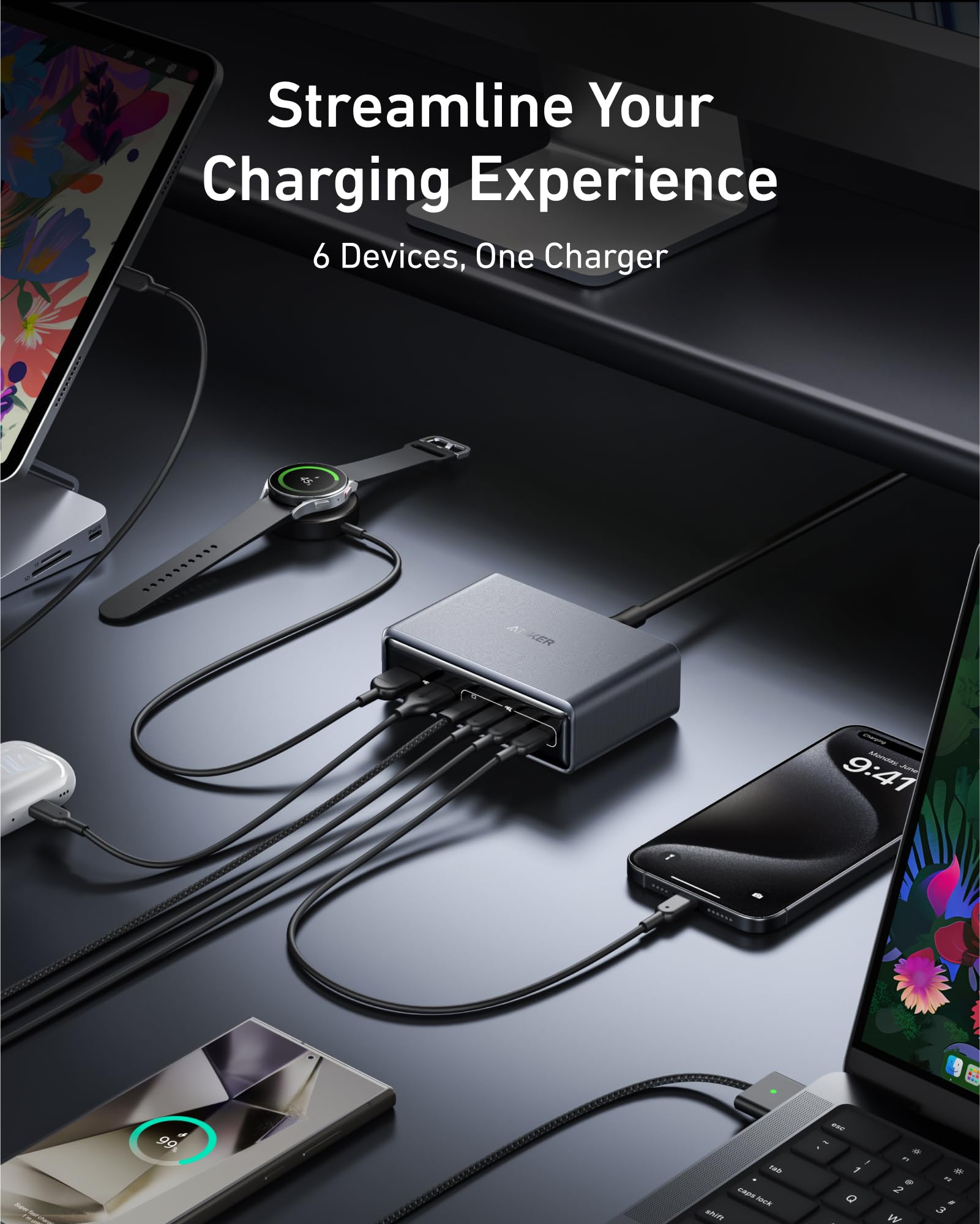 Foto 4 | Estación De Carga Anker Prime Charger 200w 6 Puertos Gan Usb-c Pd - Venta Internacional.