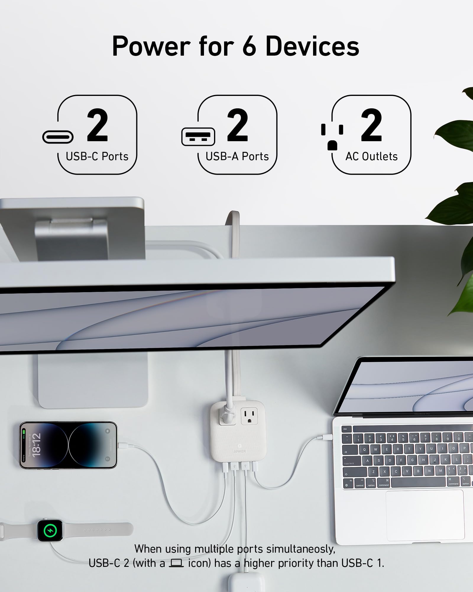 Foto 4 | Estación De Carga Anker Nano 67w 6 En 1 Usb C Power Strip - Venta Internacional.