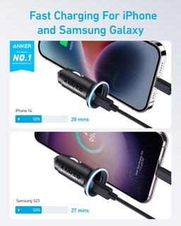 Foto 3 | Adaptador De Cargador De Coche Anker Usb-c De 52,5 W Con Poweriq 3.0 De 30 W - Venta Internacional.
