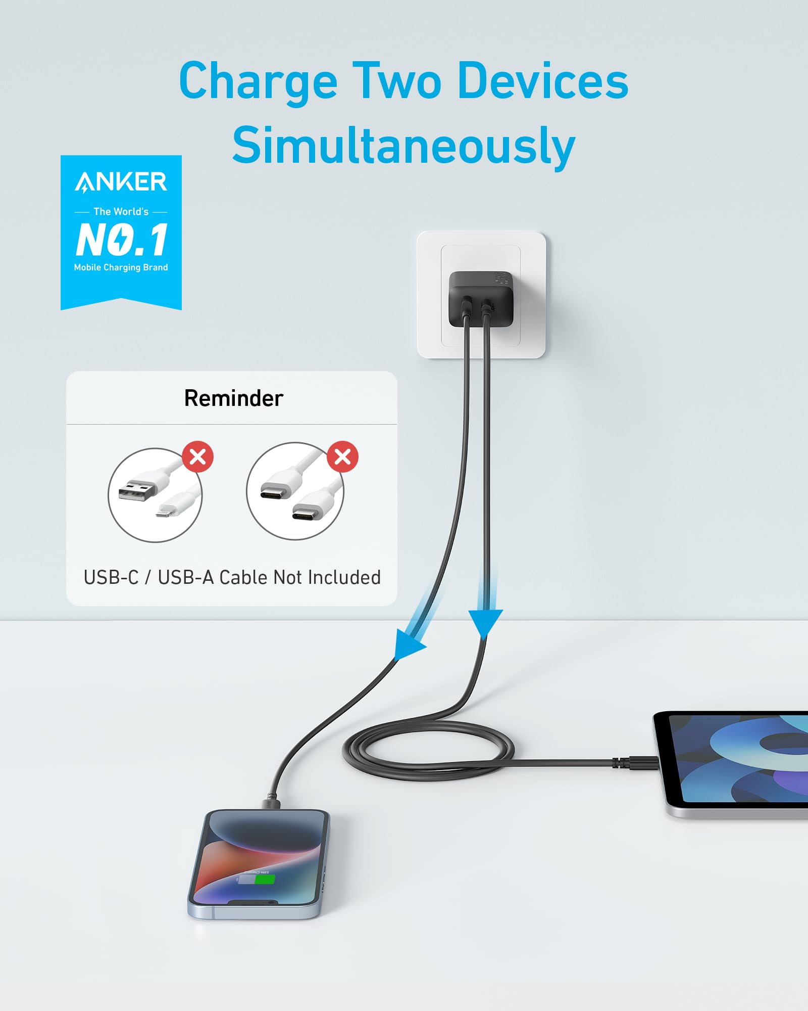 Foto 3 pulgar | Cargador de Pared Usb Anker con Doble Puerto 2 Piezas-Venta Internacional