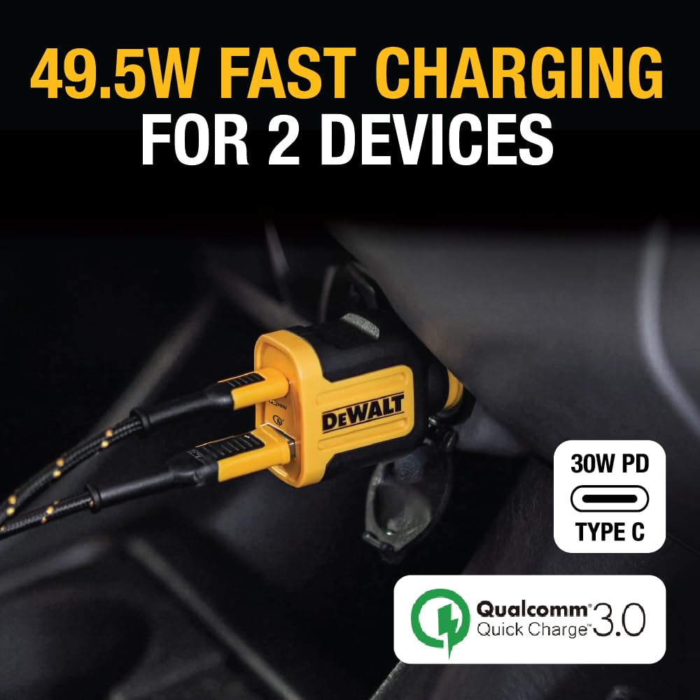 Foto 3 pulgar | Adaptador De Cargador De Coche Dewalt Usb + Usb C 49,5 W Pd 30 W Qc 3.0 - Venta Internacional.
