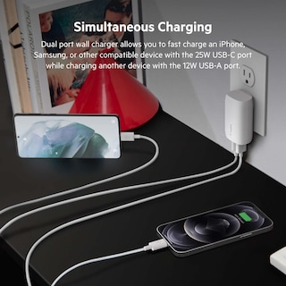 Foto 2 | Cargador De Pared Belkin De 37 W Con Suministro De Energía Usb-c De 25 W + 12 W - Venta Internacional.