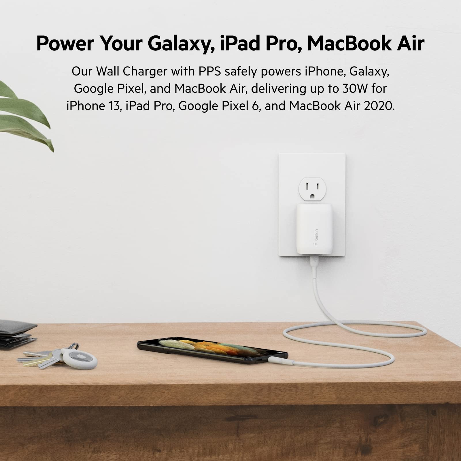Foto 2 | Cargador De Pared Belkin 30w Usb-c Power Delivery Pps Blanco - Venta Internacional.