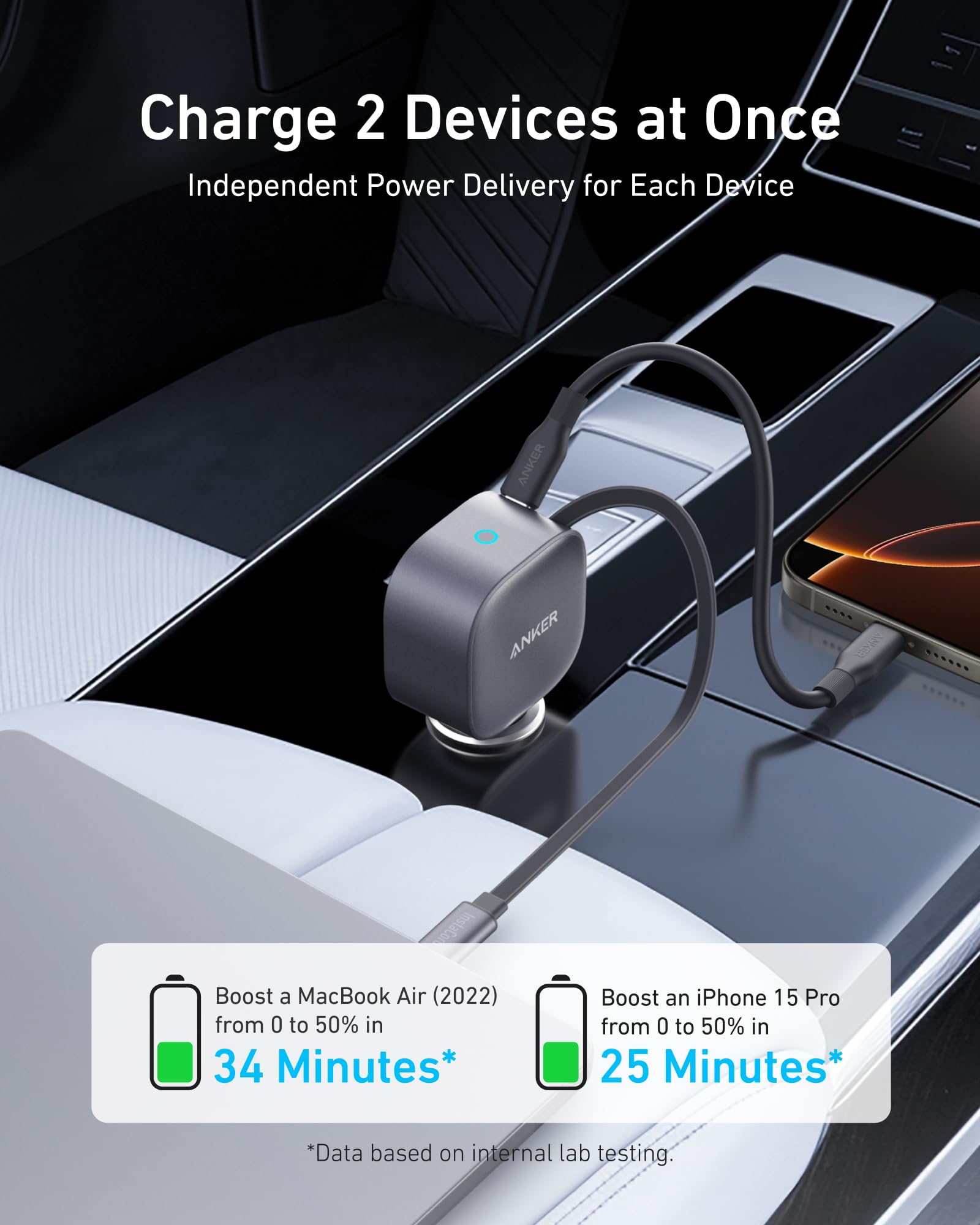 Foto 3 | Cargador De Coche Anker Usb-c De 75 W Como Máximo, Ultracompacto Tipo C - Venta Internacional.