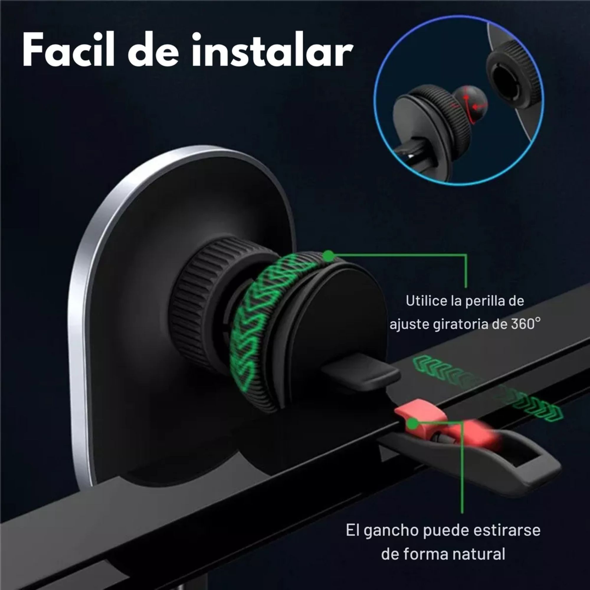 Foto 6 pulgar | Cargador Inalámbrico Soporte de Auto Mr. Gadgets para iPhone Magsafe Negro