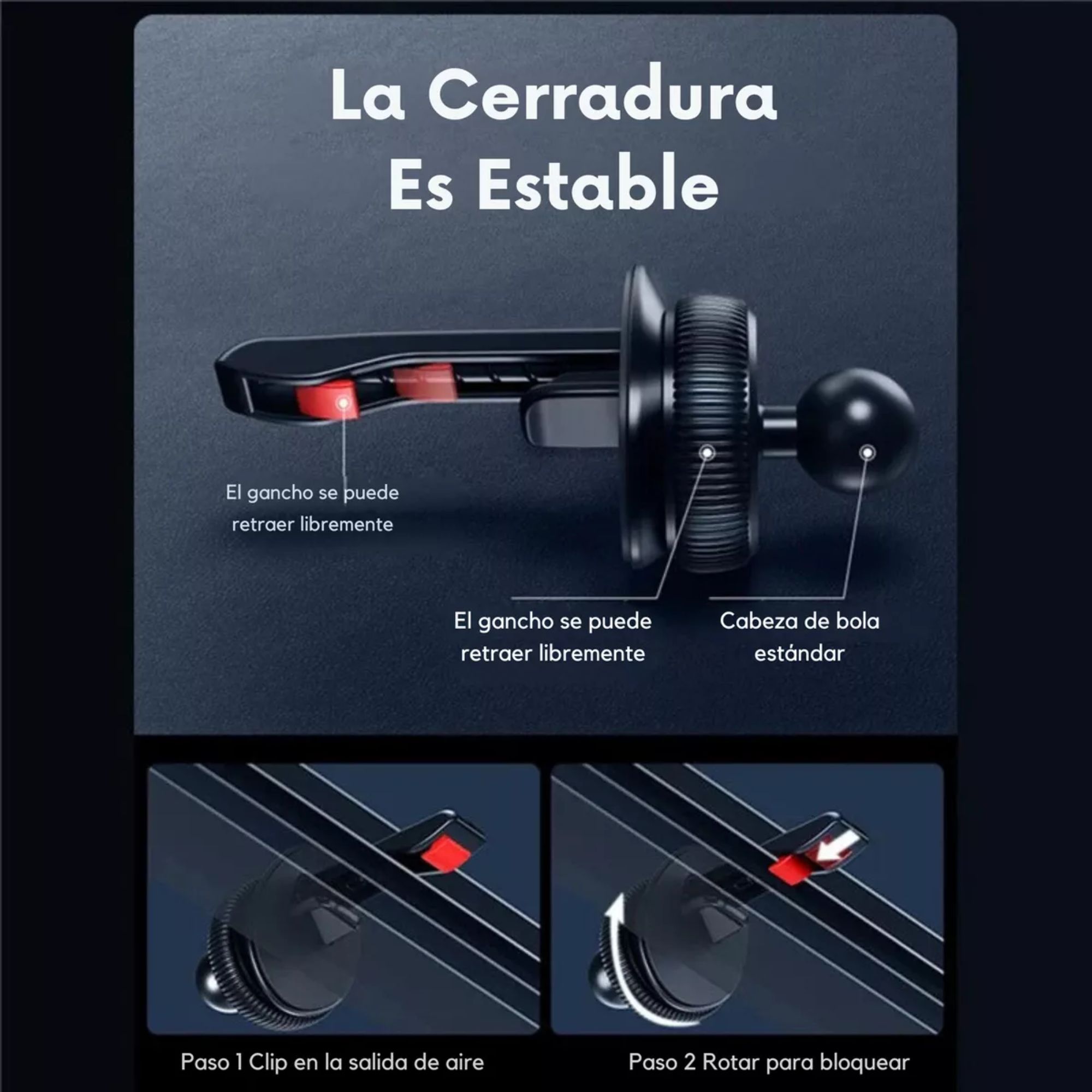 Foto 7 pulgar | Cargador Inalámbrico Soporte de Auto Mr. Gadgets para iPhone Magsafe Negro