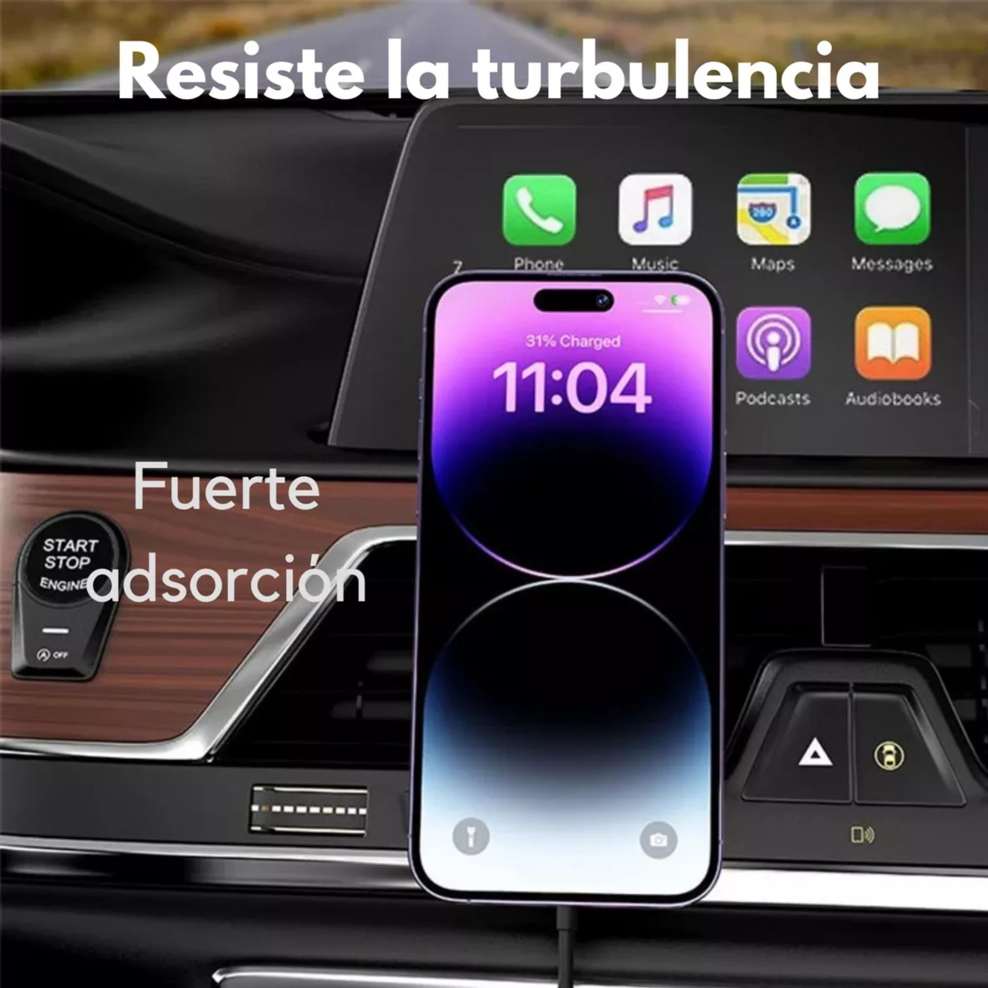 Foto 4 | Kit Cargador Inalambrico Soporte Auto para iPhone Magsafe Negro