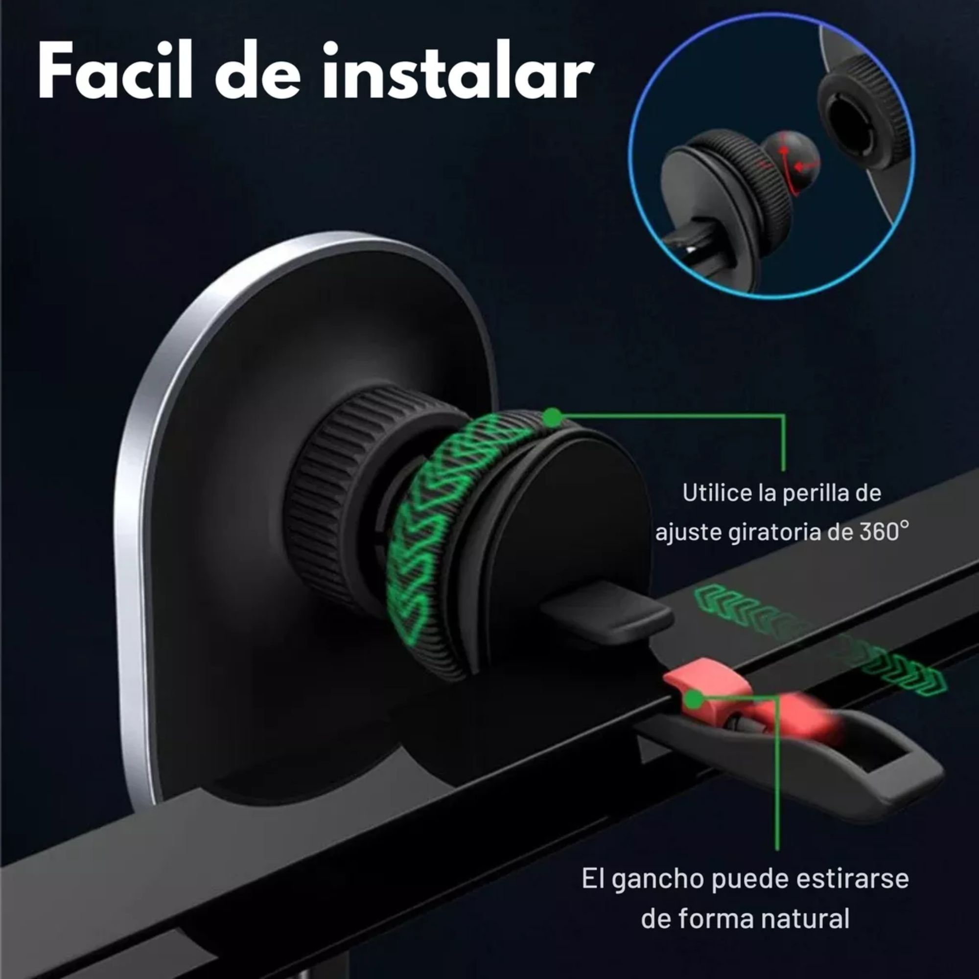 Foto 5 | Kit Cargador Inalambrico Soporte Auto para iPhone Magsafe Negro