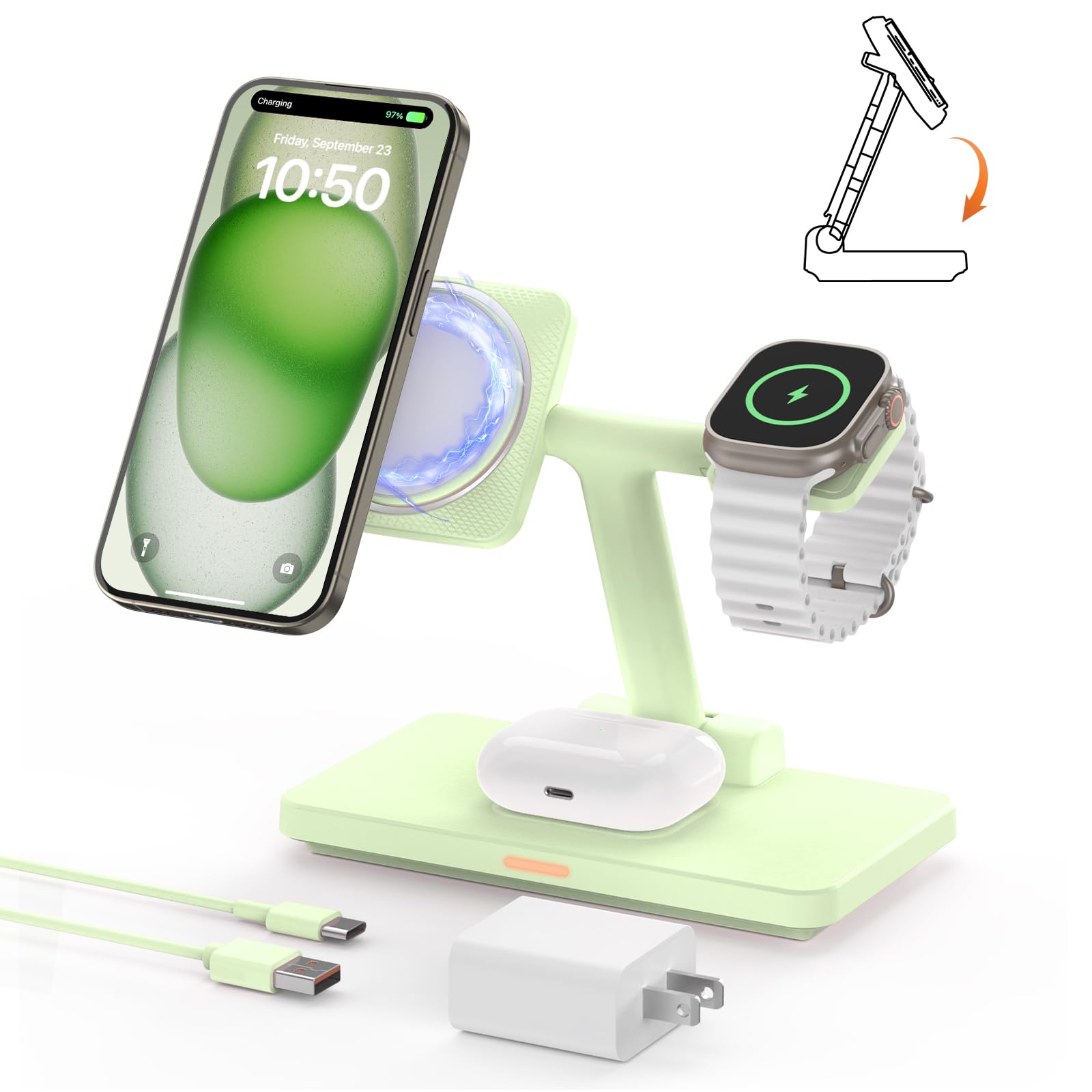 Estación De Carga Inalámbrica Joygeek 3 En 1 Para Iphone Mag-safe - Venta Internacional.