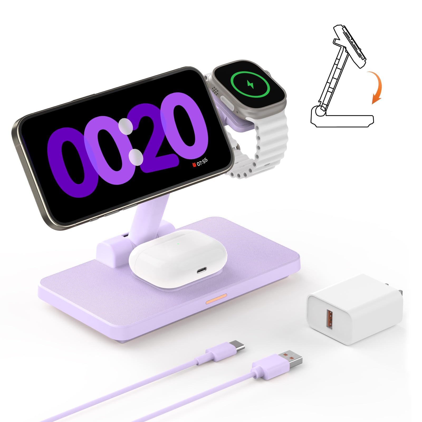 Foto 1 | Estación De Carga Inalámbrica Joygeek 3 En 1 Para Dispositivos Apple - Venta Internacional.