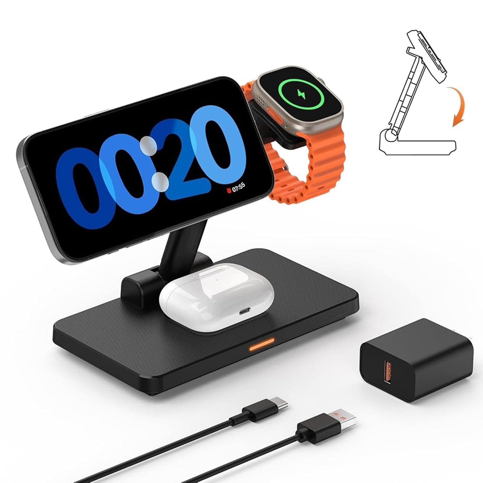 Estación De Carga Inalámbrica Joygeek 3 En 1 Para Iphone Mag-safe - Venta Internacional. $705