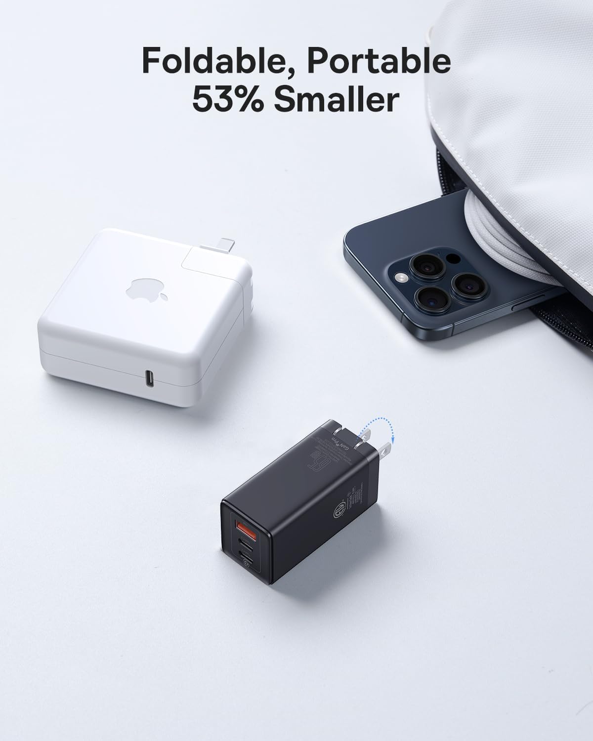 Foto 5 | Cargador Usb C Baseus 65w, 3 Puertos, Gan Plegable, Para Iphone - Venta Internacional.