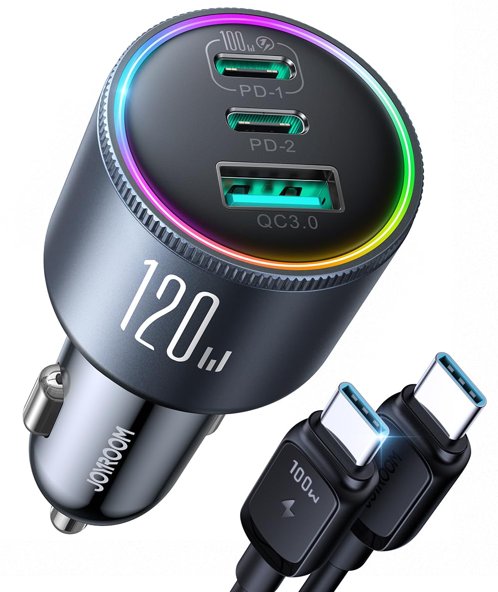 Cargador De Coche Joyroom 120w Usb C Pd100w+pd35w Para Iphone 16 Pro - Venta Internacional.