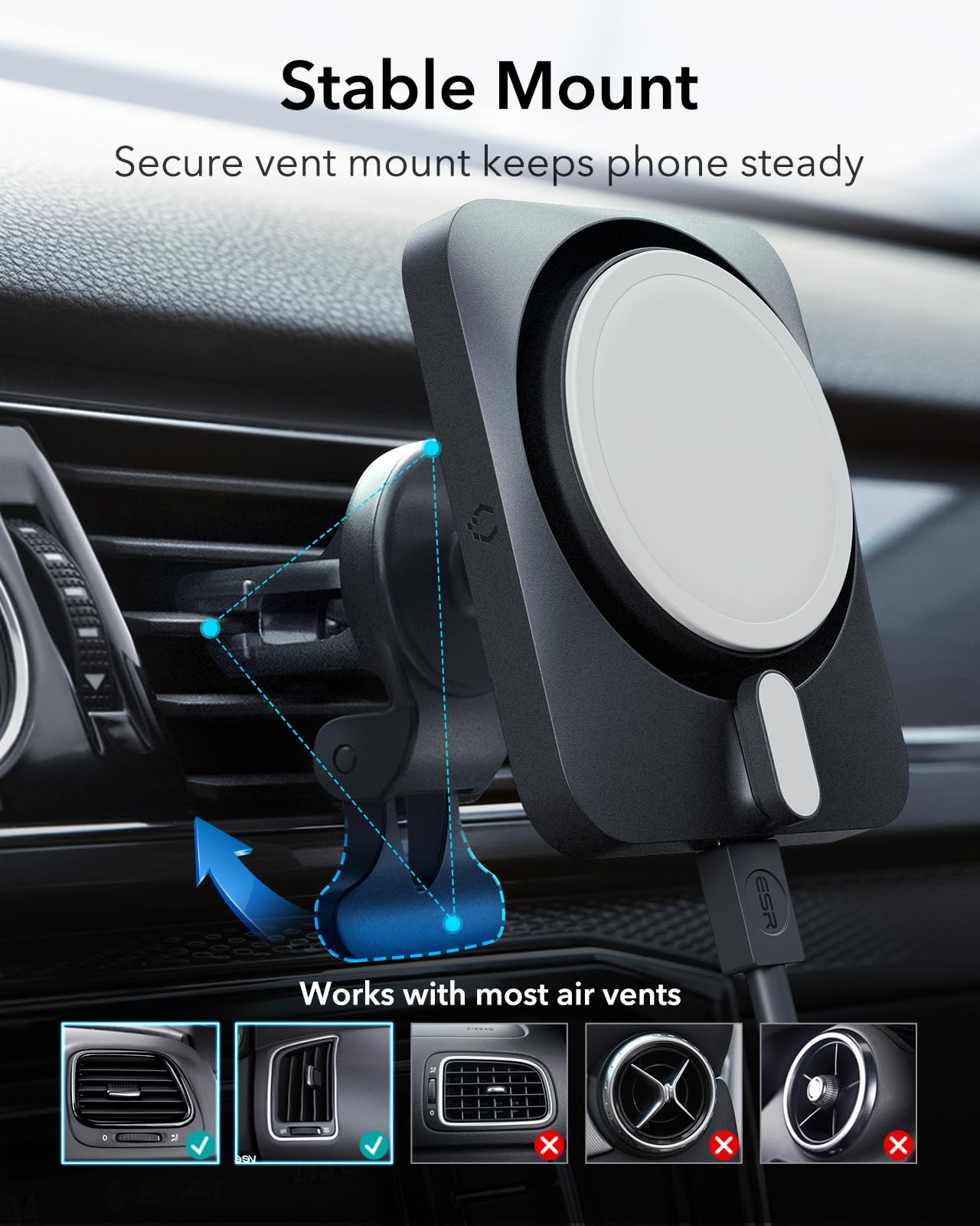 Foto 6 | Cargador De Coche Inalámbrico Magnético Esr 15w Magsafe Para Iphone - Venta Internacional.