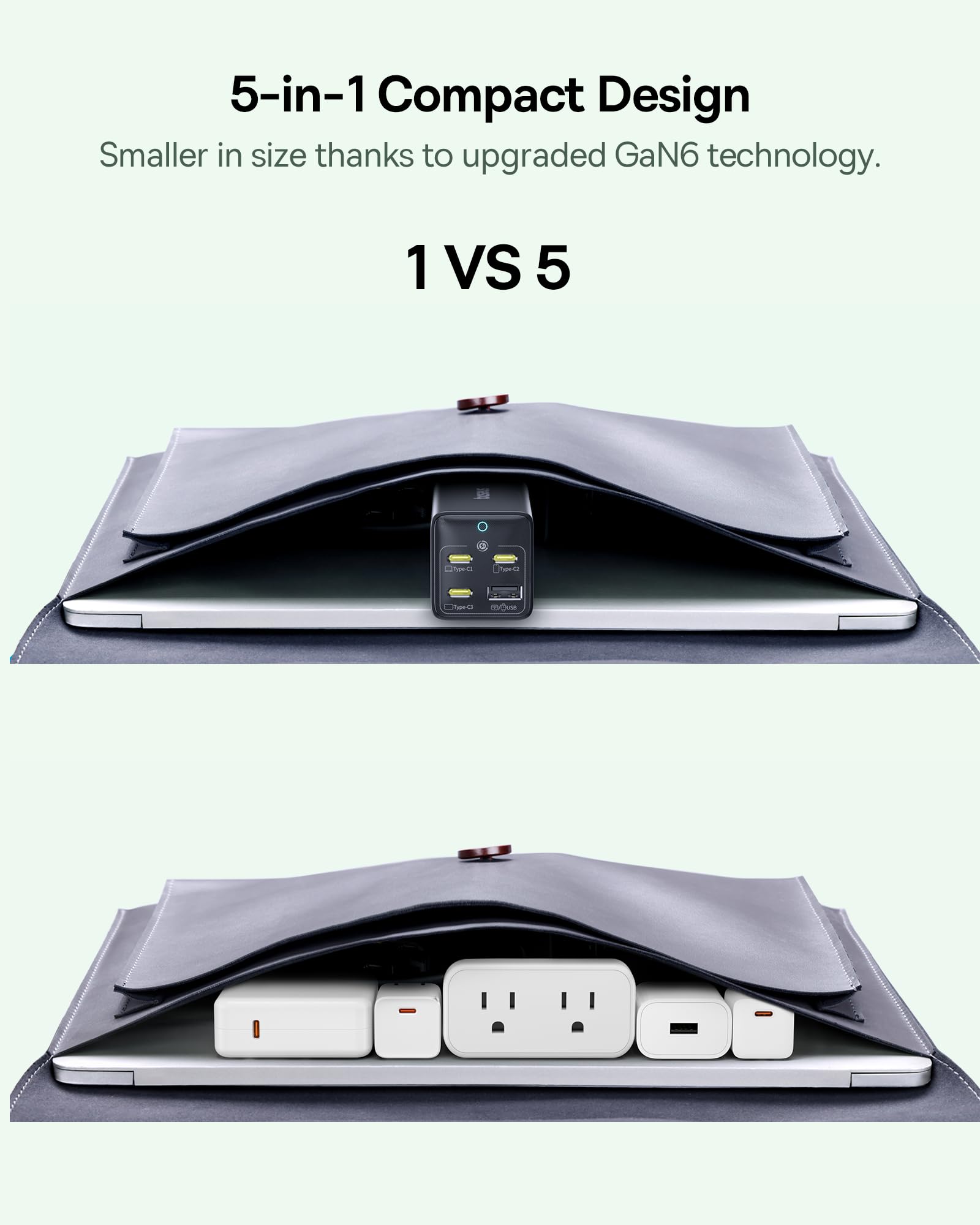 Foto 4 | Estación De Carga Baseus De 67 W 5 En 1 Con 2 Salidas Ac Y Usb-c - Venta Internacional.