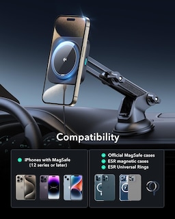 Foto 6 | Cargador Esr De Montaje En Coche Para Iphone Qi2 Magsafe De 15 W, Color Negro - Venta Internacional.