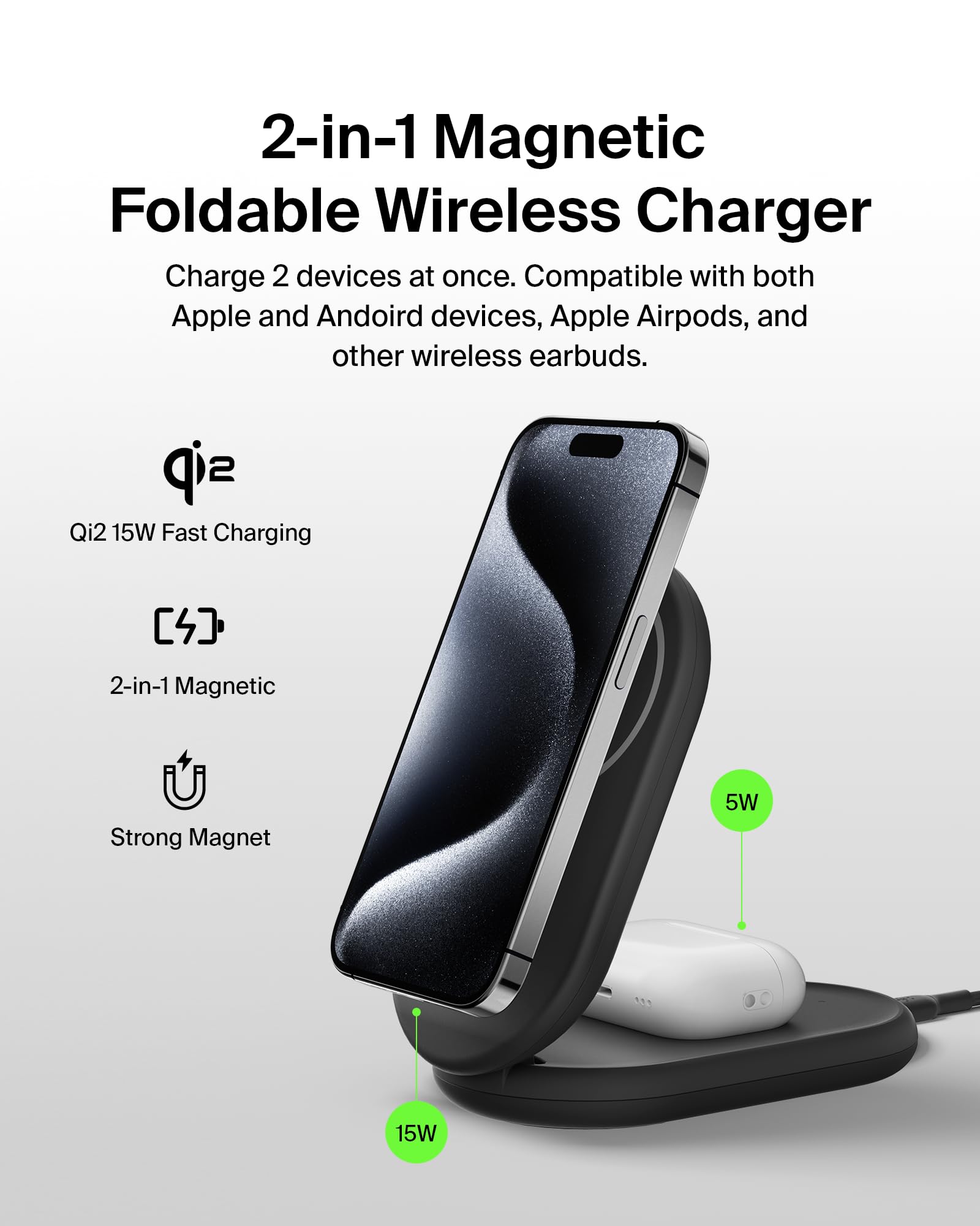 Foto 3 pulgar | Cargador Belkin Magsafe De 15 W Compatible Con Iphone 16/15 Negro - Venta Internacional.