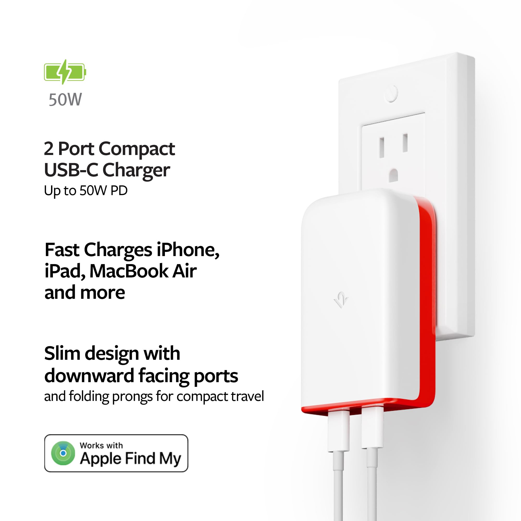 Foto 3 pulgar | Cargador De Pared Twelve South Plugbug De 2 Puertos Y 50 W Usb-c Con Find My - Venta Internacional.