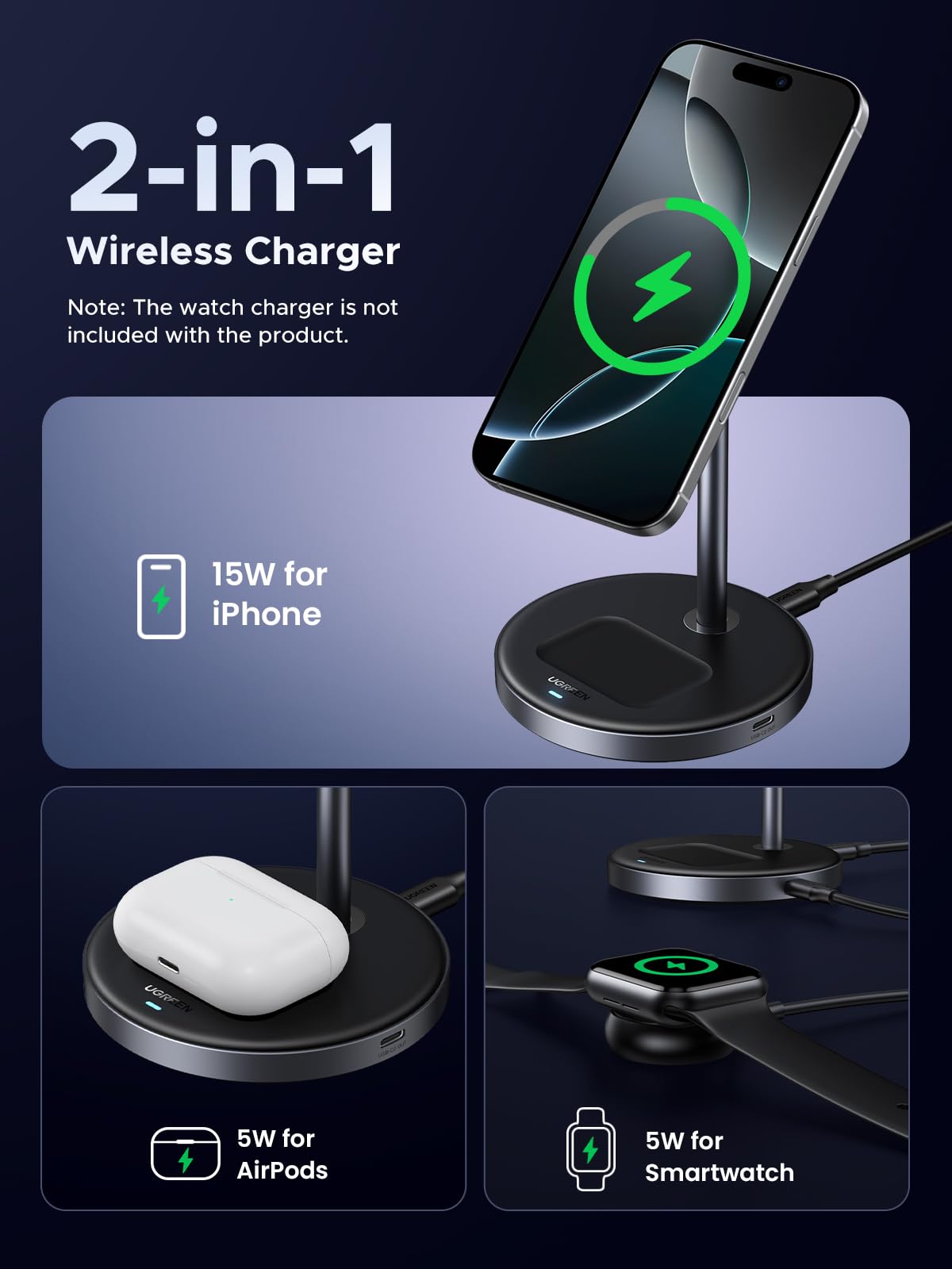 Foto 4 pulgar | Soporte De Carga Inalámbrico Certificado Ugreen Qi2 De 15 W Para Iphone - Venta Internacional.