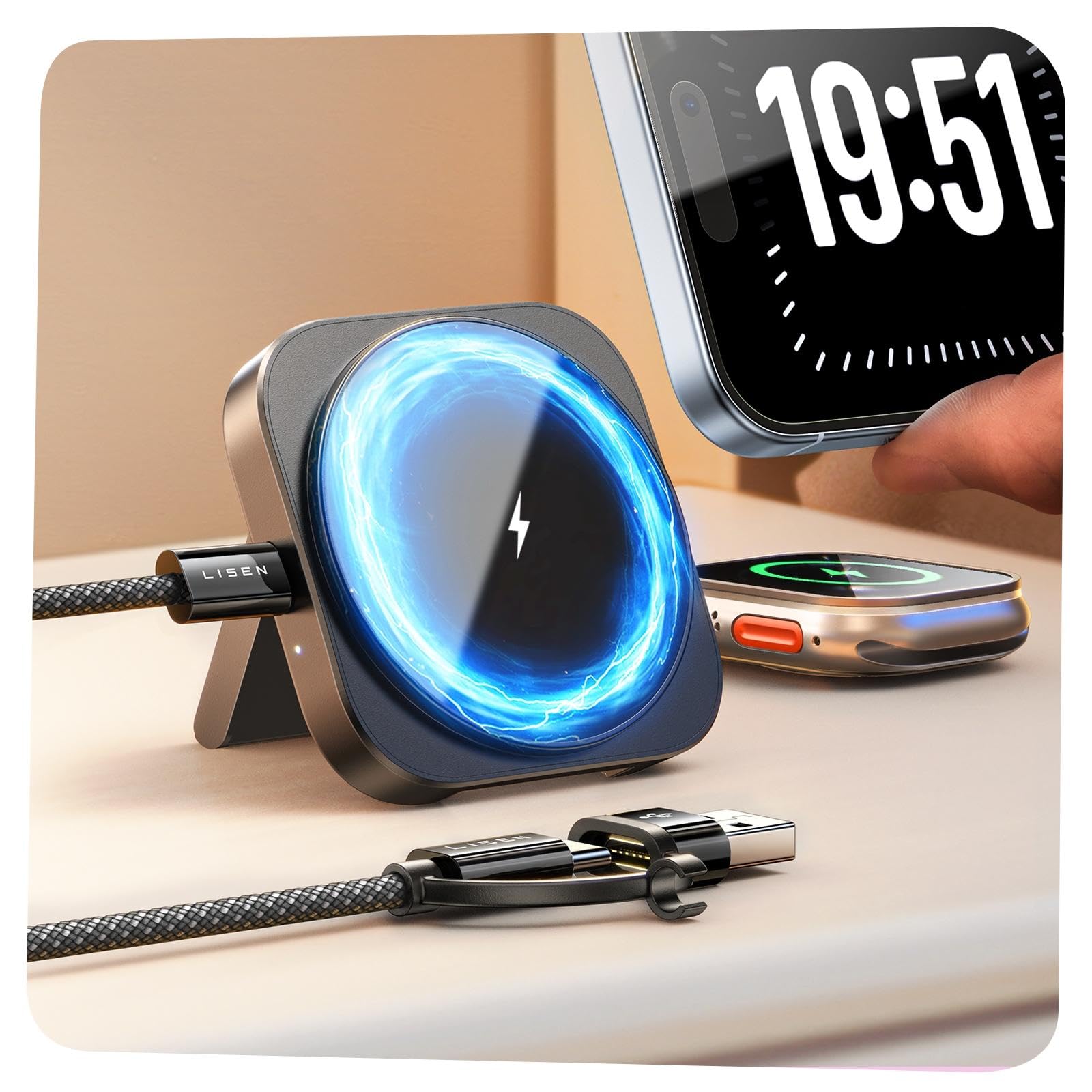 Estación De Carga Lisen Travel Charger Para Apple Magsafe - Venta Internacional. $835