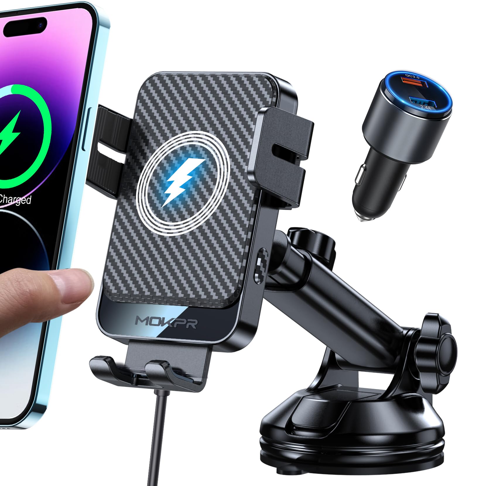 Cargador De Coche Inalámbrico Mokpr De Carga Rápida De 15 W Para Iphone/samsung - Venta Internacional.