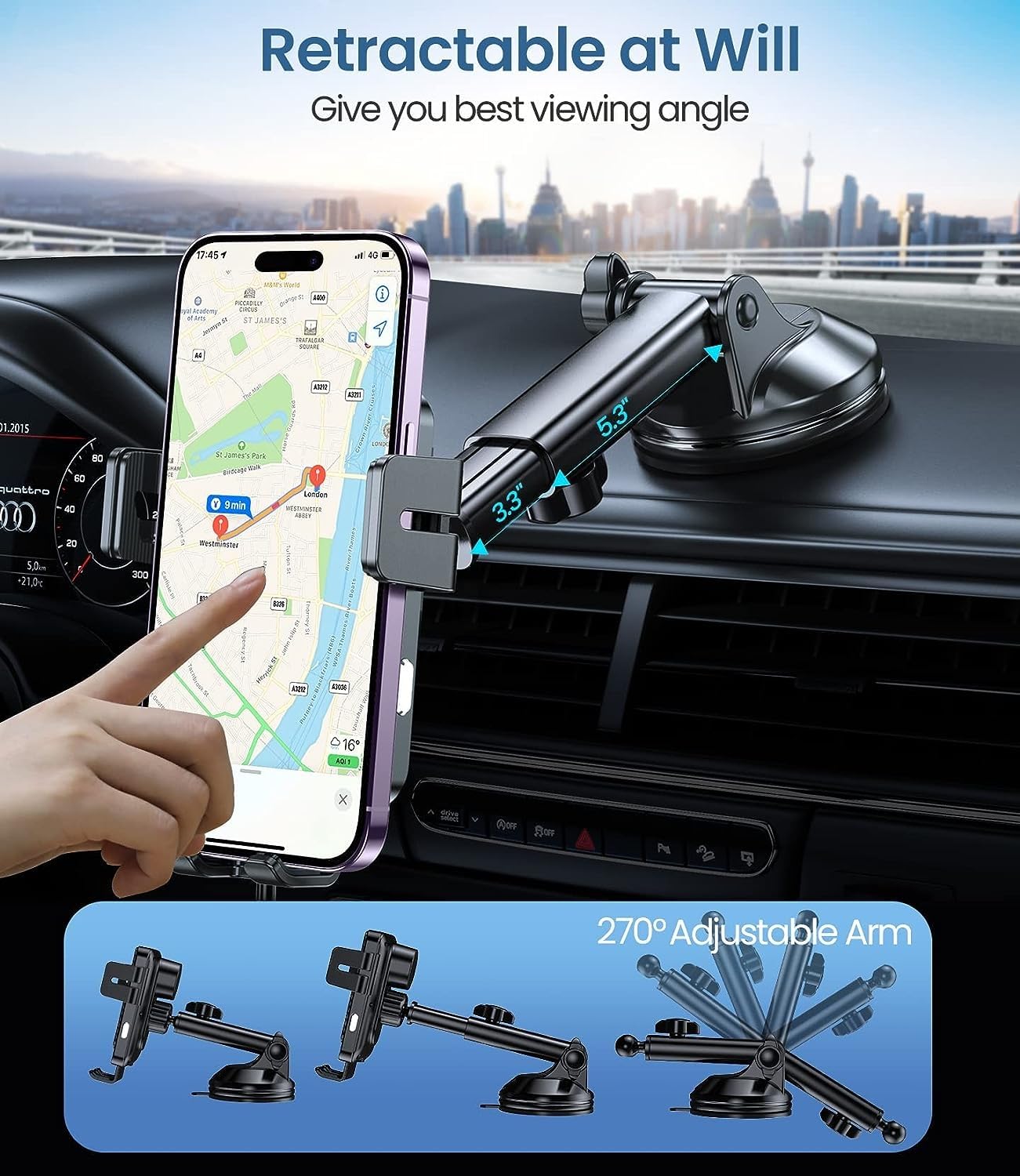 Foto 5 pulgar | Cargador De Coche Inalámbrico Mokpr De Carga Rápida De 15 W Para Iphone/samsung - Venta Internacional.