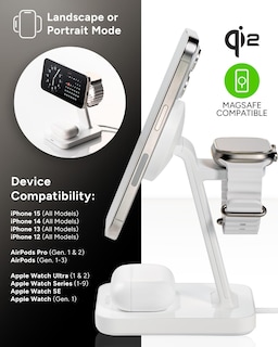 Foto 2 | Soporte De Carga Mophie Snap+ 3 En 1 Inalámbrico Blanco Para Iphone - Venta Internacional.
