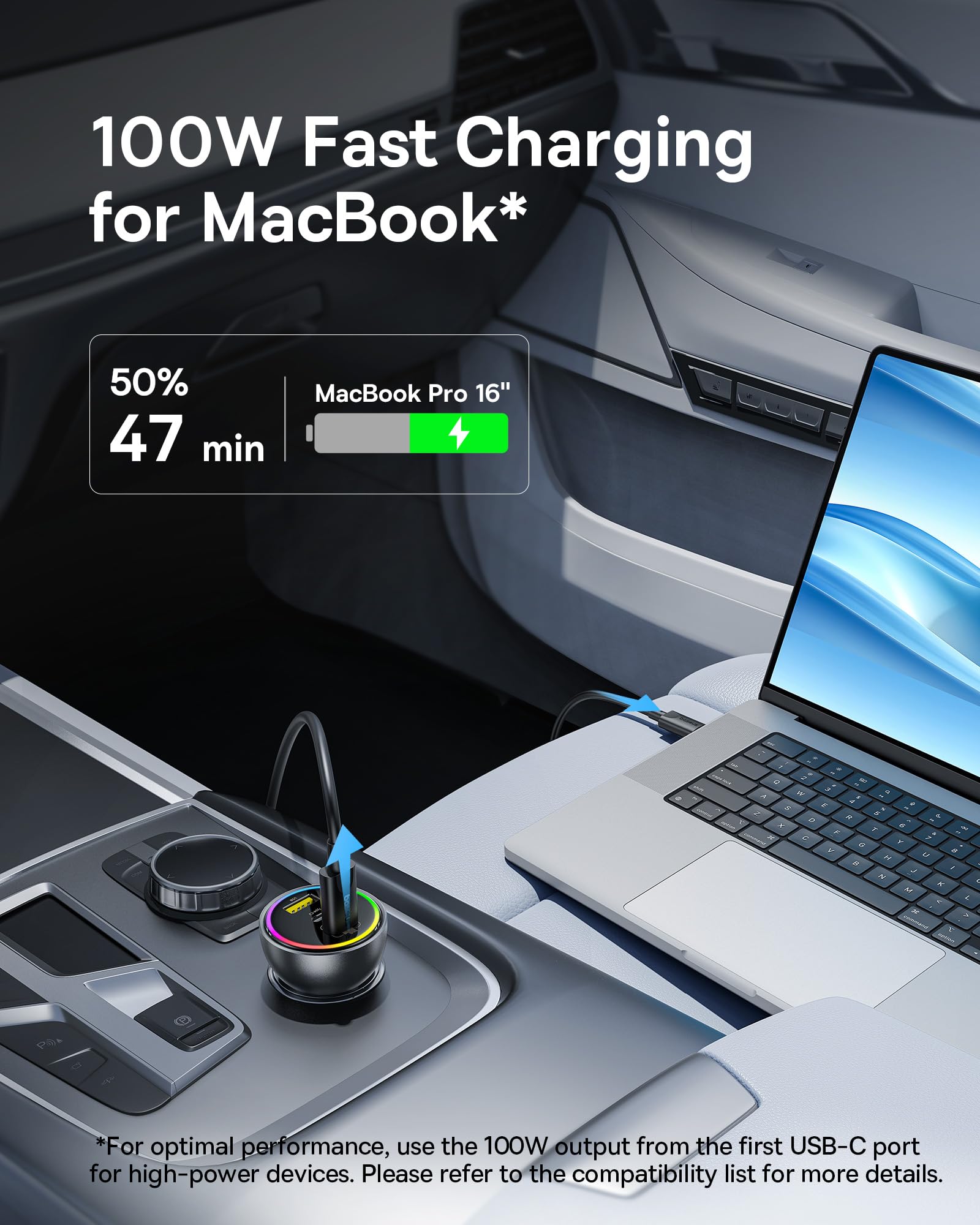 Foto 3 | Cargador De Coche Usb C Baseus 152,5 W De Carga Superrápida Con 3 Puertos - Venta Internacional.