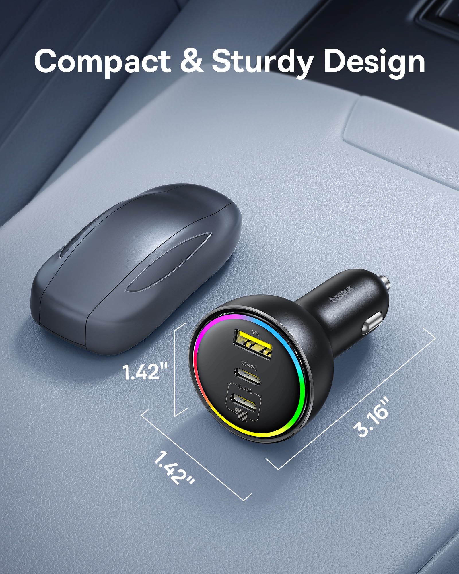 Foto 7 pulgar | Cargador De Coche Usb C Baseus 152,5 W De Carga Superrápida Con 3 Puertos - Venta Internacional.