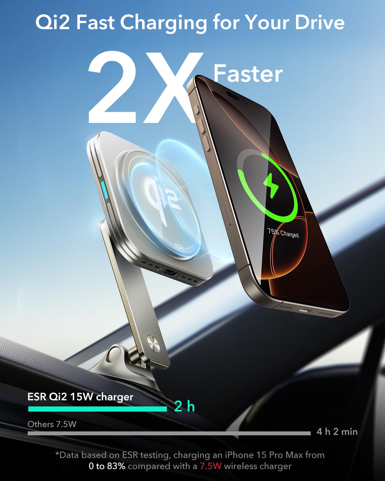 Foto 3 pulgar | Cargador Esr De Montaje En Coche Para Qi2 Magsafe Iphone Titanium De 15 W - Venta Internacional.