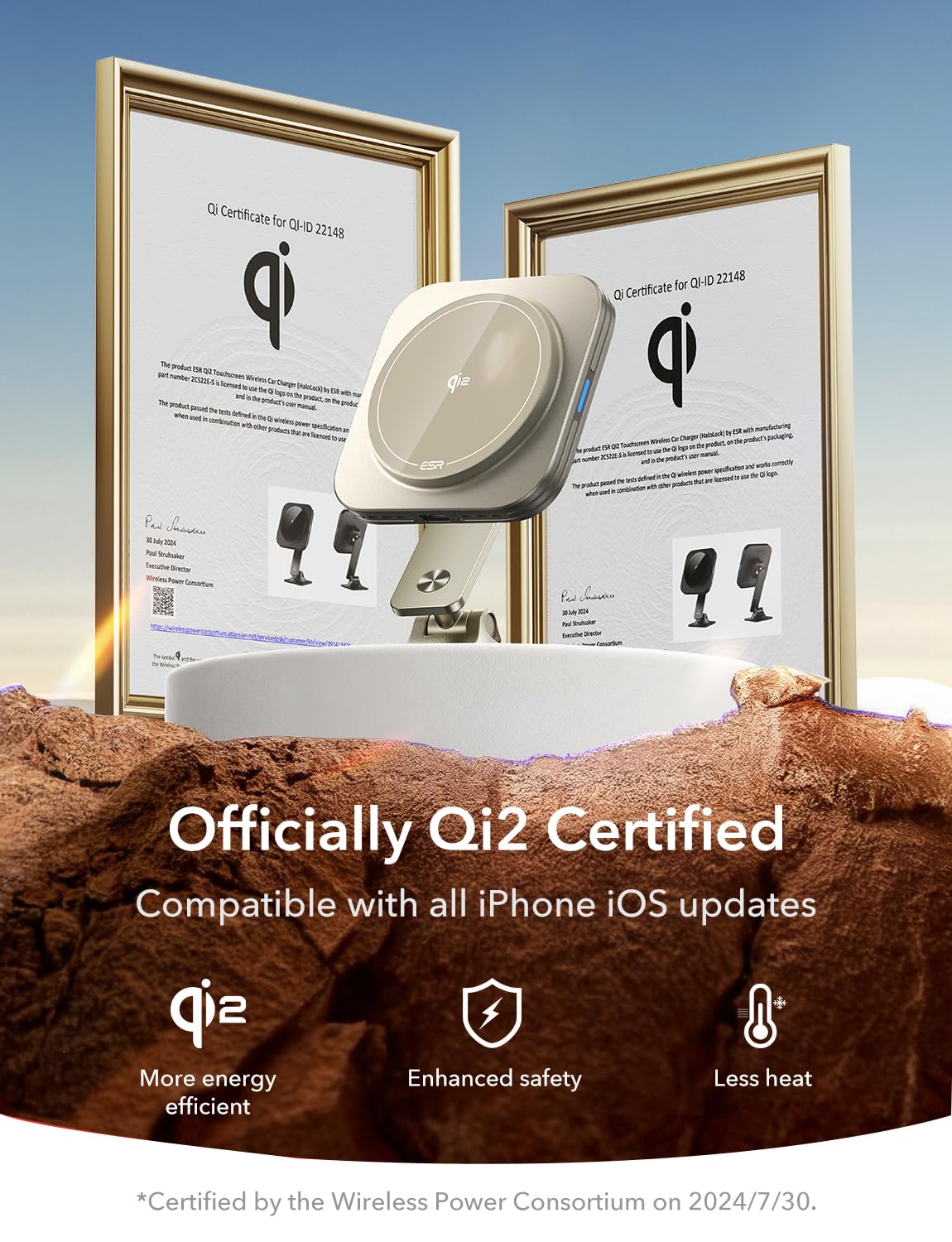Foto 7 | Cargador Esr De Montaje En Coche Para Qi2 Magsafe Iphone Titanium De 15 W - Venta Internacional.