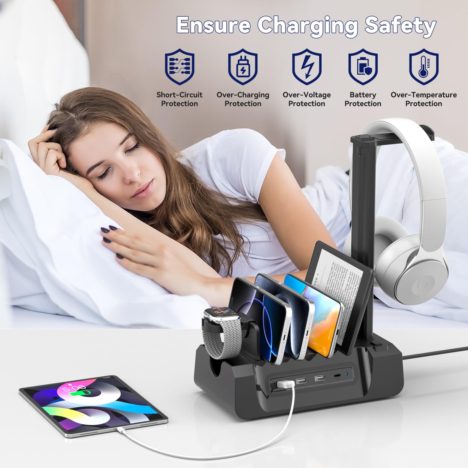 Foto 5 pulgar | Estación de Carga Kdd 6 en 1 con Soporte para Auriculares y Soporte para Reloj - Venta Internacional