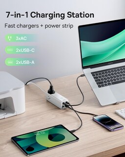 Foto 3 | Estación De Carga Baseus 100w, 7 Puertos, Usb C, Protección Contra Sobretensiones - Venta Internacional.