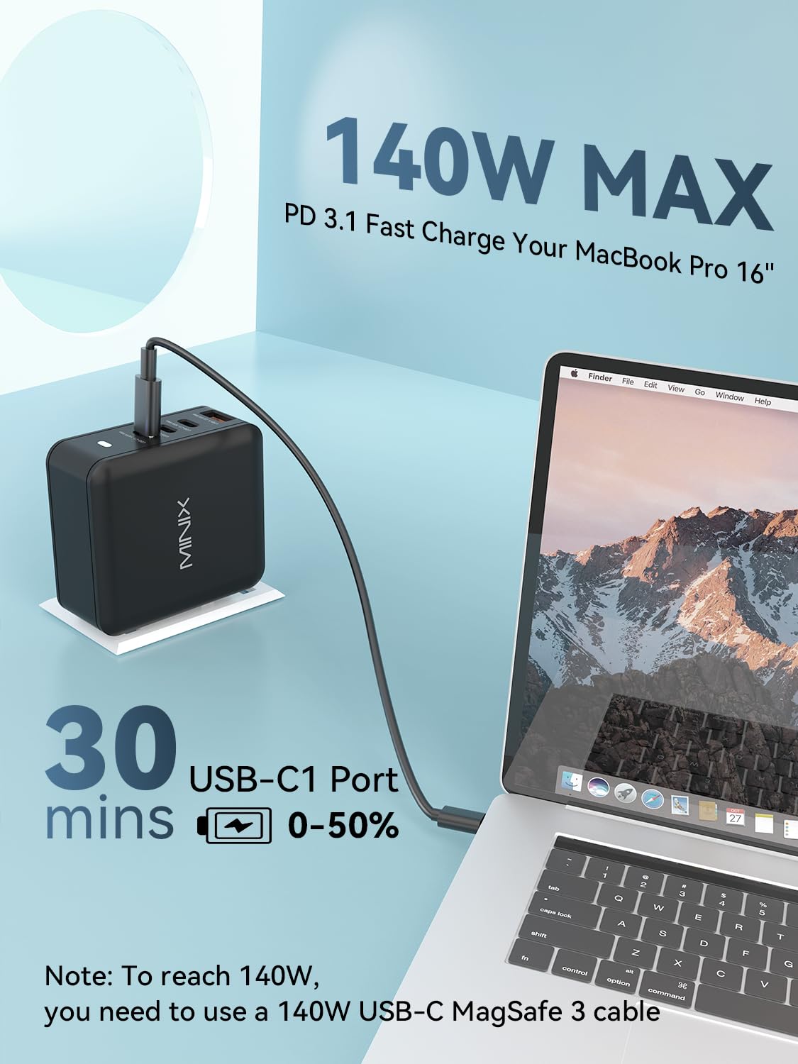 Foto 3 | Cargador Minix Neo P165 De 165 W Usb C Pd 3.1 Para Macbook Pro - Venta Internacional.